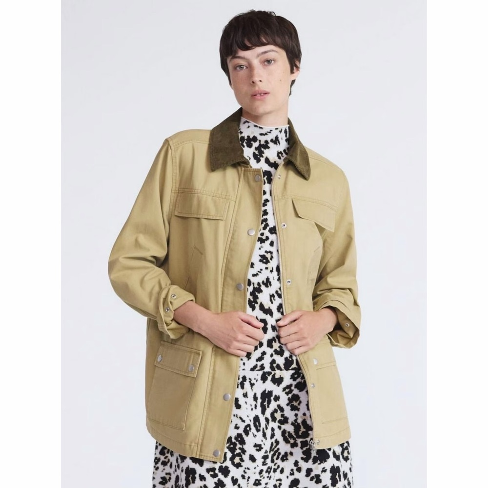 Women’s Scoop Tan Utility Barn Field Jacket with Corduroy Collar